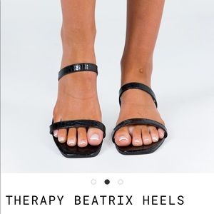 Therapy Beatrix Heeled Sandals Black Croc 9
